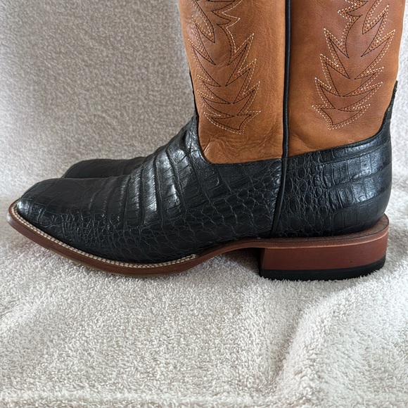 Men's Horse Power Black Caiman Print Boots 13D - Picture 2 of 11